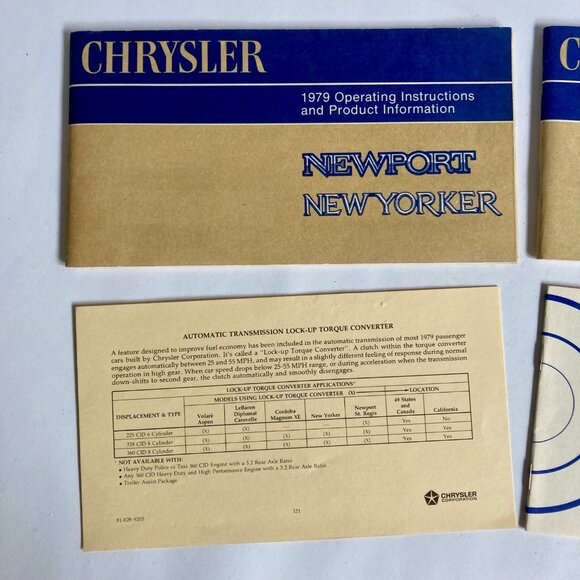 1979 Chrysler Newport New Yorker Operating Instructions Manual & Sound Systems - Picture 2 of 6